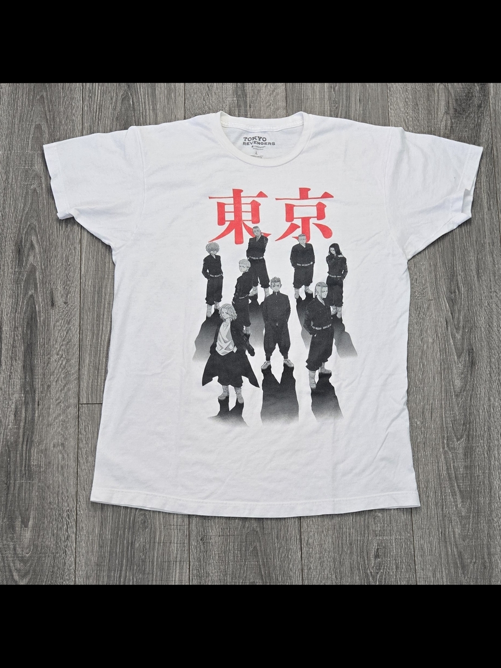 Tokyo Revengers Anime Double-Sided Graphic Tee Men’s L White Manga Streetwear.